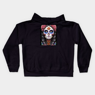 Sugar Skull Art - Woman in Sugar Skull Makeup Kids Hoodie